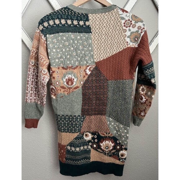 Garnet Hill Women's XS Patchwork Recycled Cashmere Sweater Dress - Picture 6 of 9